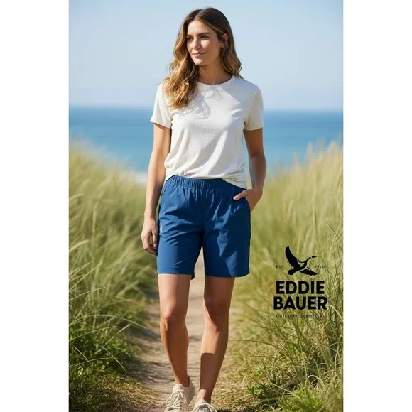 Eddie Bauer First Ascent Women 10 Blue Ripstop Hiking Shorts Pockets Women's 10 - Picture 9 of 9